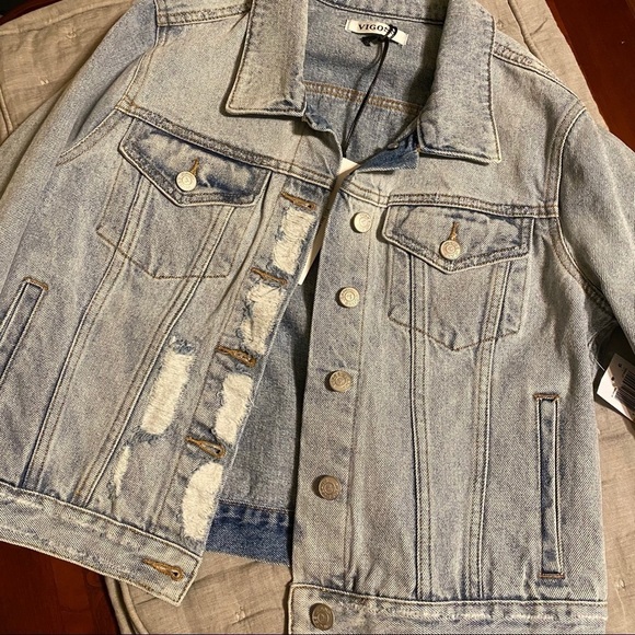 Vigoss Cotton Distressed Jean Jacket - Picture 1 of 13